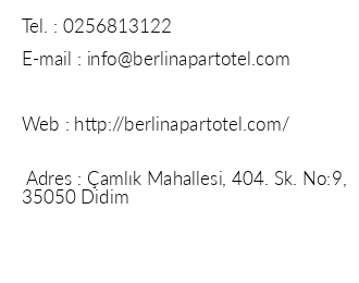 Berlin Apart Hotel iletiim bilgileri
